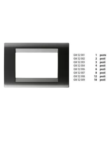 Gewiss 8-Sitzer-Platte in Metallic-Schiefer GW32007 Playbus